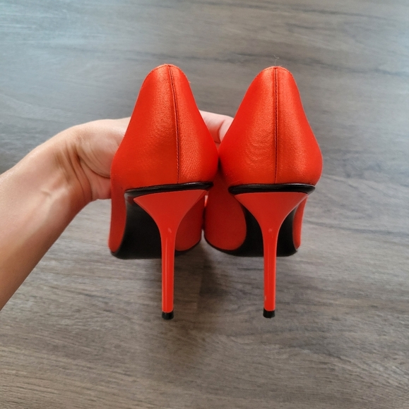 Gucci Orange Gold Horsebit Leather Peep Toe Heels Size 6 - Picture 6 of 13